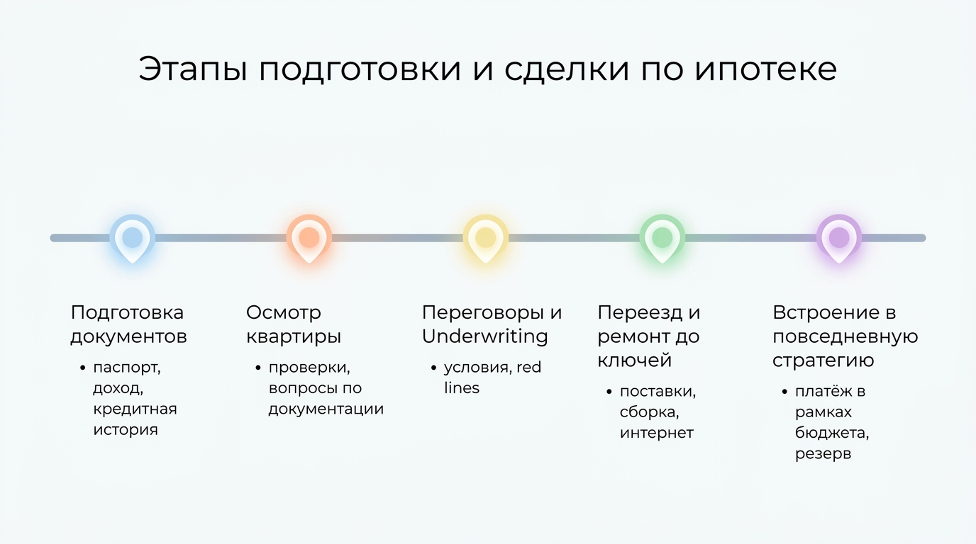 Этапы подготовки и сделки по ипотеки